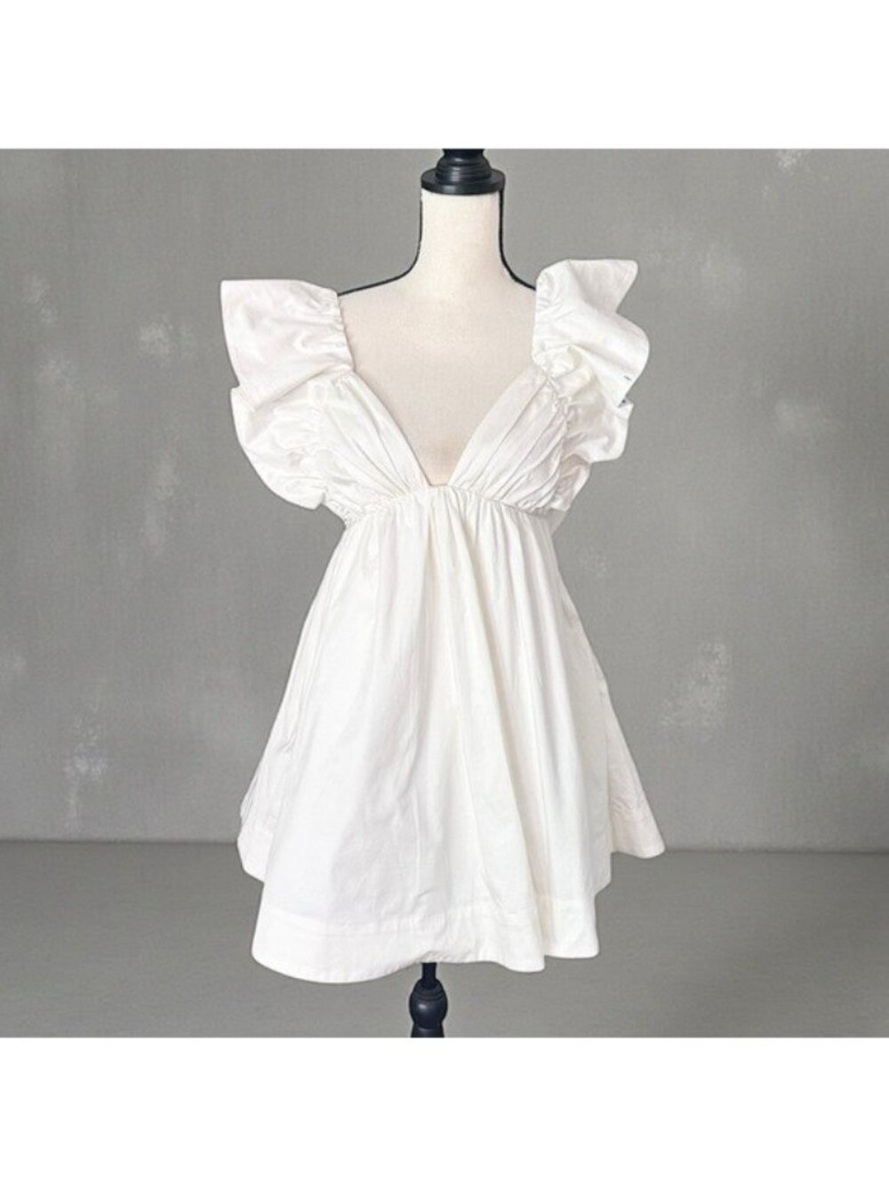 NWT For Love & Lemons Clementine White Taffeta Mini Dress Size S - Picture 2 of 16